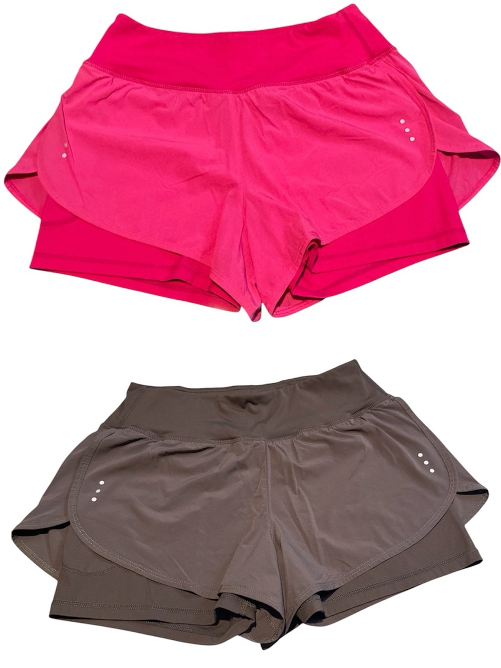 Soothfeel Women’s Brown and pink Layered Running Shorts Size Small